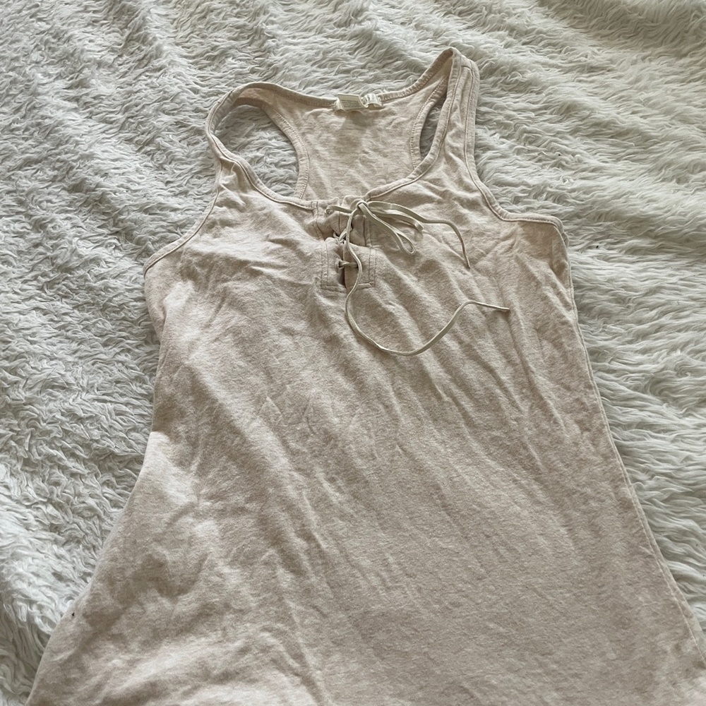 Bozollo Tan criss cross tie up tank top